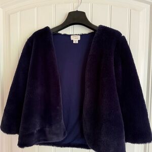 Spencer's Deep Navy Blue Teddy Jacket Cozy Casual Outerwear